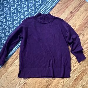 Womens Loft Purple Soft Mock Turtle Sweater Size L